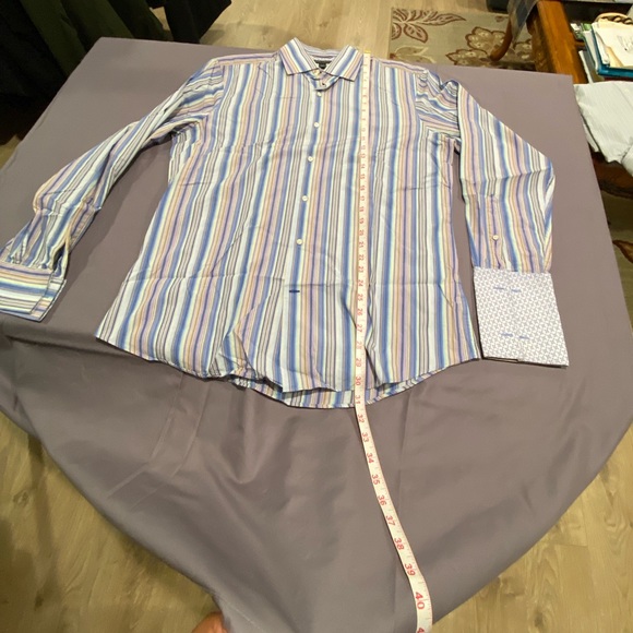 Banana Republic French cuff fancy multi coloured striped dress shirt 16 / 16.5 - Picture 6 of 8